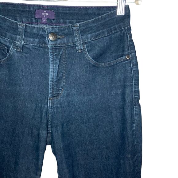 NYJD Women's Bootcut Jeans Embroidered Accent Pockets Blue Dark Wash Stretch 6P - Picture 13 of 16